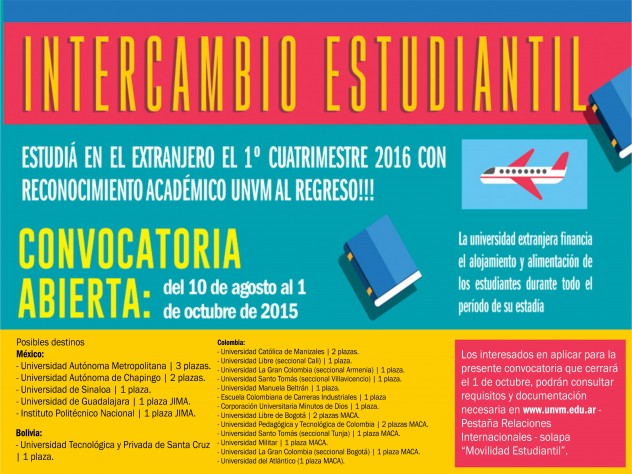 Intercambio estudiantil: convocatoria abierta